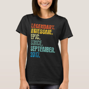 5th Birthday 6 Year Old Awesome Since September 20 T-Shirt