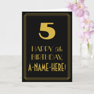 5th Birthday ~ Art Deco Inspired Look "5" & Name Card