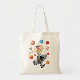5th Birthday Astronaut 5 Years Old Space Theme Tote Bag