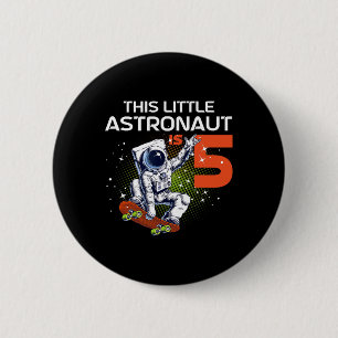 5th Birthday Astronaut Skateboarding 5 Year Old Sp 6 Cm Round Badge