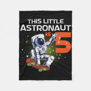 5th Birthday Astronaut Skateboarding 5 Year Old Sp Fleece Blanket