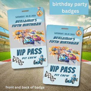 5TH BIRTHDAY AUTO CAR RACE BADGE ID BADGE