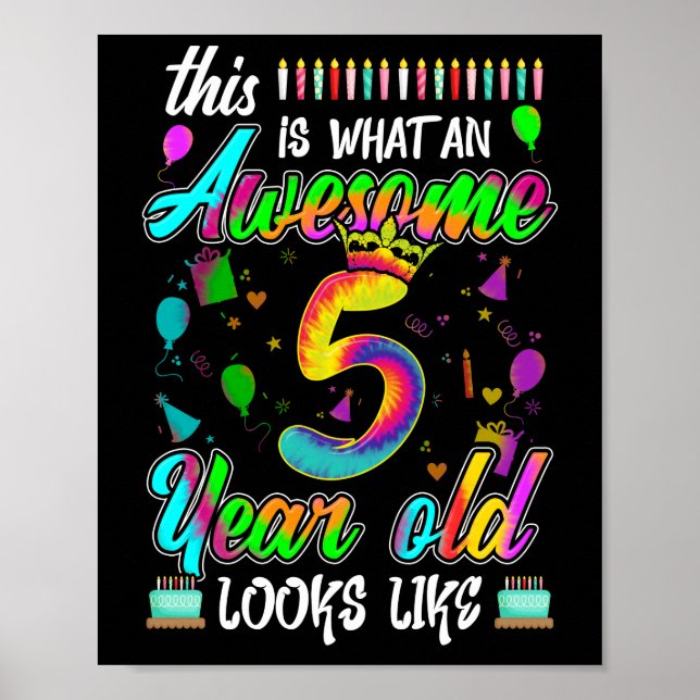 5th Birthday Awesome 5 Year Old Looks Like Poster (Front)