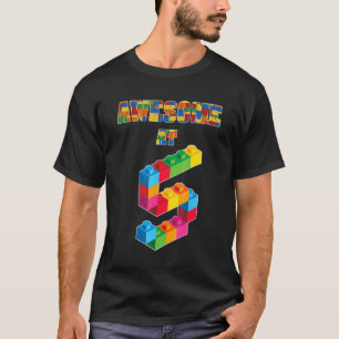 5th Birthday Awesome At 5 Years Old Block Buildin T-Shirt