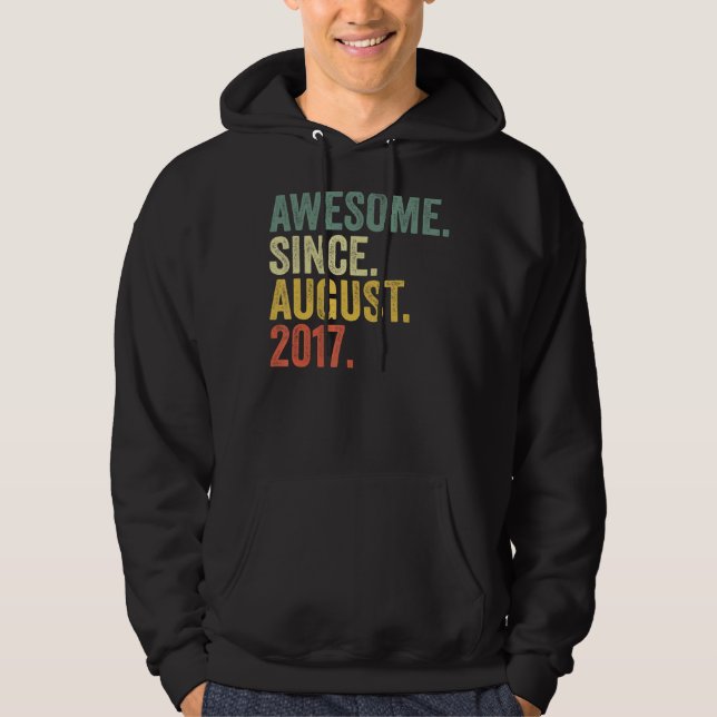 5th Birthday Awesome Since August 2017 5 Year Old Hoodie (Front)