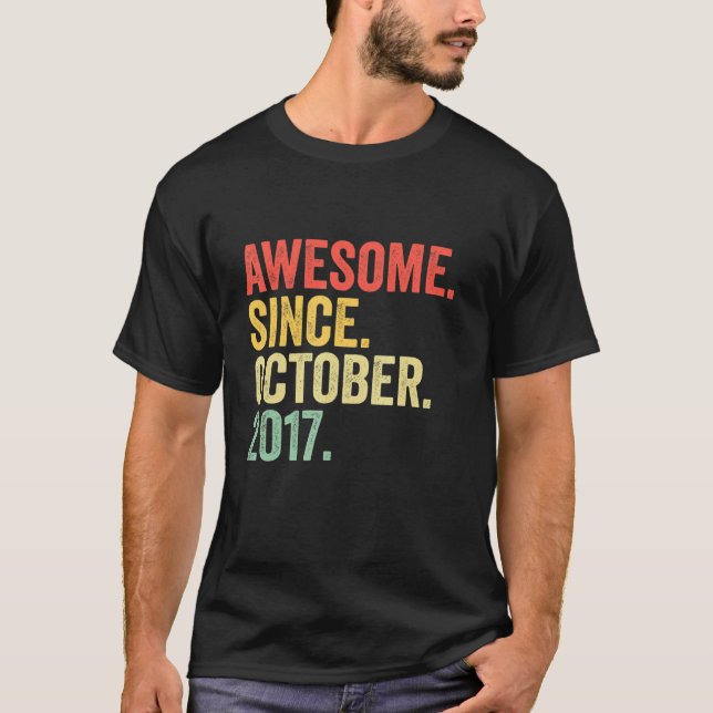 5th Birthday  Awesome Since October 2017 5 Years O T-Shirt (Front)