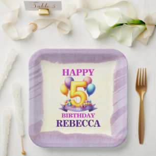 5th Birthday Ballon Theme Party Paper Plate