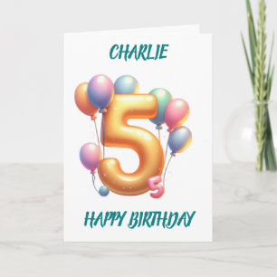 5TH BIRTHDAY BALLOONS HAPPY BIRTHDAY CARD