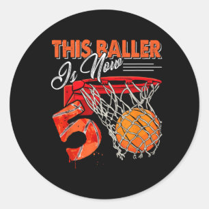 5th Birthday Basball T Shirts Funny 5 Years Old Classic Round Sticker