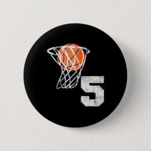5th Birthday Basketball Five 5 Years Old Boys Kids 6 Cm Round Badge