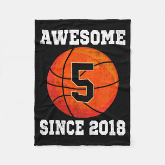 5th Birthday Basketball Lover 5 Years Old Srts  Fleece Blanket