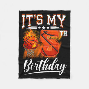 5th birthday basketball theme 5 years old birthday fleece blanket