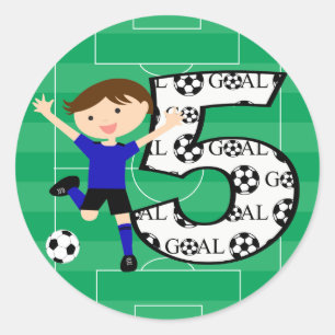 5th Birthday Blue and Black Soccer Goal Stickers