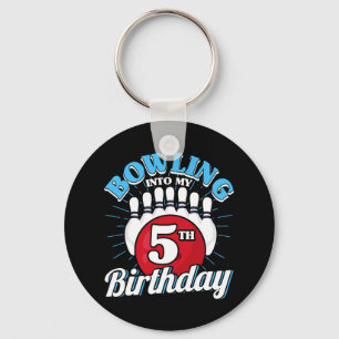 5th Birthday Bowling Theme Bowling Into Birthday K Key Ring