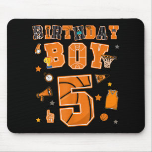 5th Birthday Boy 5 Yr Basketball Party Five Years Mouse Pad