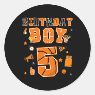 5th Birthday Boy 5 Yr Sketll Party Five Years Old Classic Round Sticker