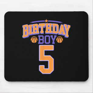 5th Birthday Boy Basketball Lover 5 Years Old Bday Mouse Pad