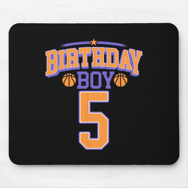 5th Birthday Boy Basketball Lover 5 Years Old Bday Mouse Pad (Front)