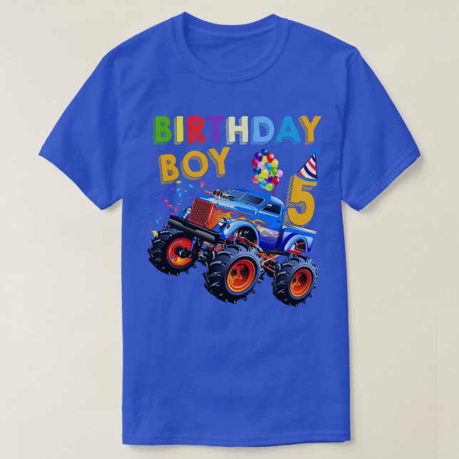 5th Birthday Boy Blaze 5 Year Old Monster Truck T-Shirt (Design Front)