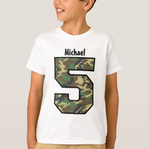 5th Birthday Boy Camo Four Year Custom Name V007E T-Shirt