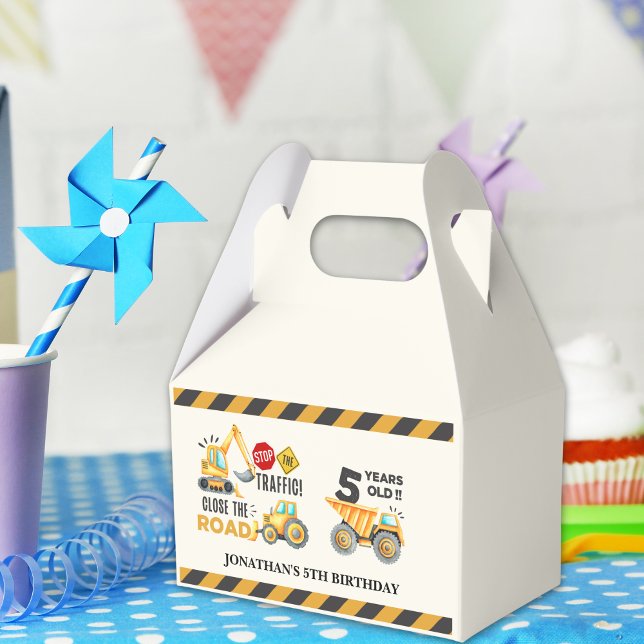 5th birthday boy construction theme favour box (Creator Uploaded)