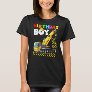 5th Birthday Boy Crane Truck Excavator 5 Year Old T-Shirt