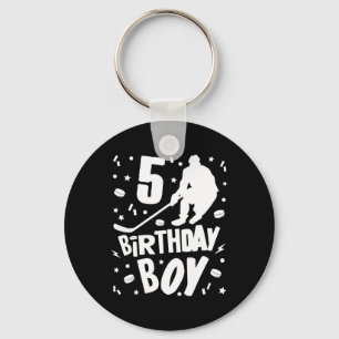 5th Birthday Boy Ice Hockey Kids 5 Years Old Party Key Ring
