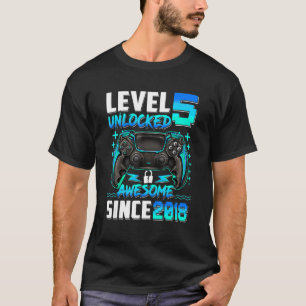 5th Birthday Boy Level 5 Unlocked Awesome 2018 Vid T-Shirt