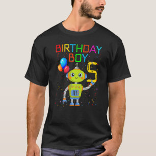 5th Birthday Boy Robotics 5 Years Old Robots Theme T-Shirt