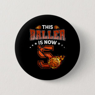 5th Birthday Boys Basketball Player Gifts 5 Years 6 Cm Round Badge