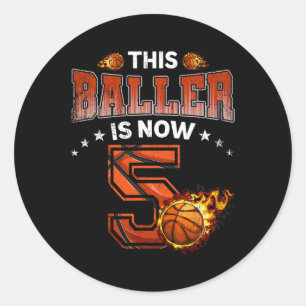 5th Birthday Boys Basketball Player Gifts 5 Years Classic Round Sticker