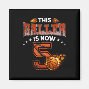 5th Birthday Boys Basketball Player Gifts 5 Years  Magnet