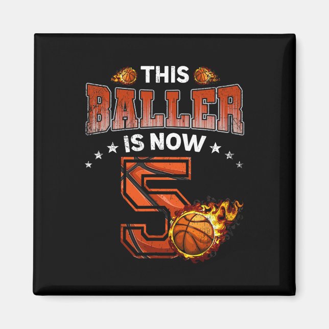 5th Birthday Boys Basketball Player Gifts 5 Years  Magnet (Front)