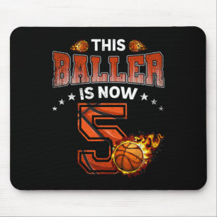 5th Birthday Boys Basketball Player Gifts 5 Years Mouse Pad