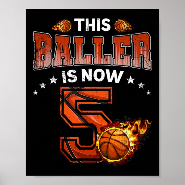 5th Birthday Boys Basketball Player Gifts 5 Years  Poster (Front)