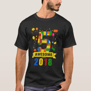5th Birthday Building Block 5 years old awesome si T-Shirt