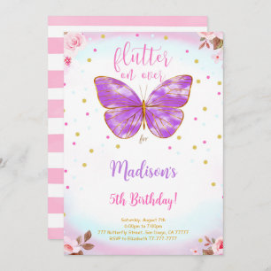 5th Birthday Butterfly Invitation