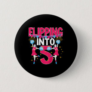 5th Birthday Cheer Girl Five Year Old Cheerleader 6 Cm Round Badge