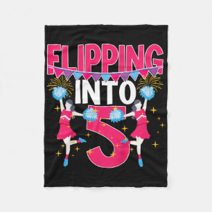 5th Birthday Cheer Girl Five Year Old Cheerleader  Fleece Blanket