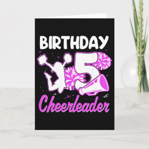 5th Birthday Cheerleader Girl 5 Years Old Cheerlea Card
