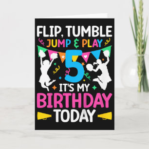 5th Birthday Cheerleading Girl Five Year Old Cheer Card