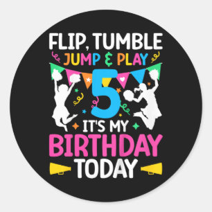 5th Birthday Cheerleading Girl Five Year Old Cheer Classic Round Sticker