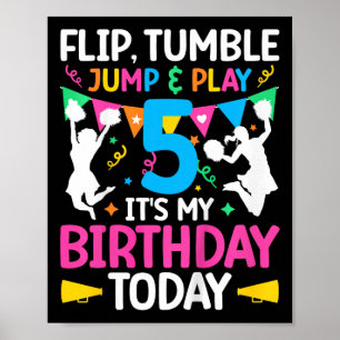 5th Birthday Cheerleading Girl Five Year Old Cheer Poster