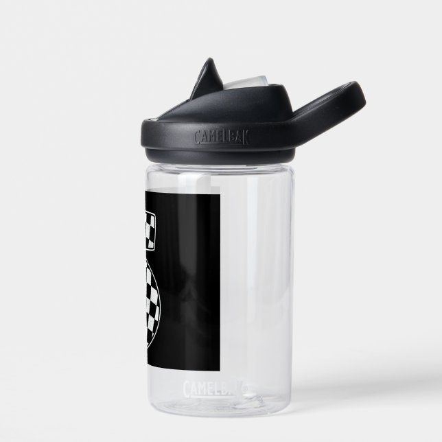 5th Birthday Chequered Number 5 Car Racing Flag  Water Bottle (Left)