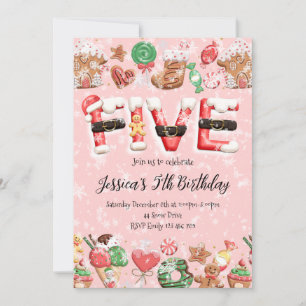 5th Birthday Christmas Party Invitation