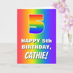 5th Birthday: Colourful, Fun Rainbow Pattern # 5 Card