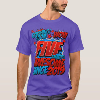 5th Birthday Comic Style Awesome Since 2019 5 Year T-Shirt