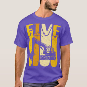 5th Birthday Construction Truck Boys Excavator T-Shirt