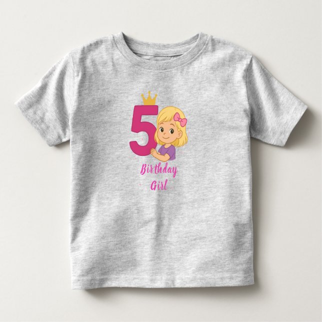 5th Birthday Crown for Cute Girl Toddler T-Shirt (Front)