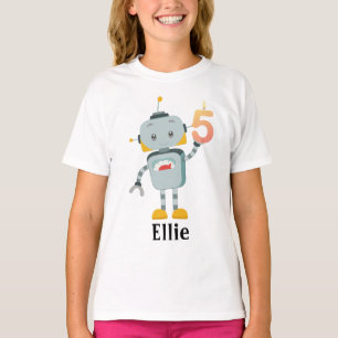 5th Birthday Custom Robot T-Shirt